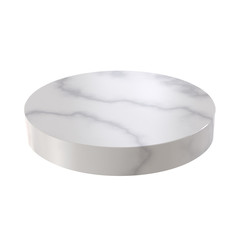White Marble Pedestal Plate Isolated on White Background. 3D Render.