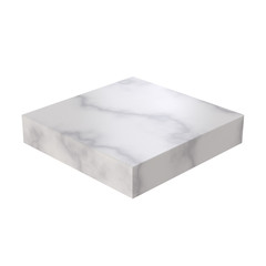 Square White Marble Plate Isolated on White Background. 3D Render.