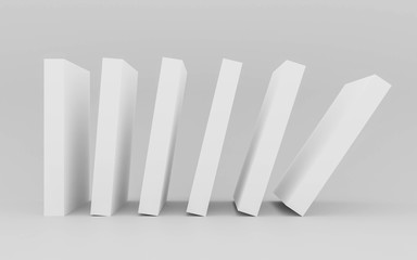 falling white column blocks abstract domino concept 3d render illustration