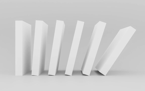 Falling White Column Blocks Abstract Domino Concept 3d Render Illustration