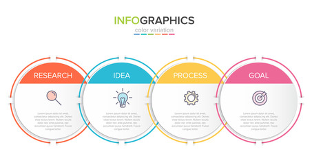 Infographic design with icons and 4 options or steps. Thin line vector. Infographics business concept. Can be used for info graphics, flow charts, presentations, web sites, banners, printed materials.