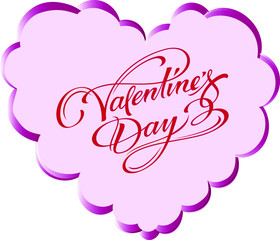 A Valentine's Day card in the shape of a heart with an inscription in pink.  Romantic design composition 