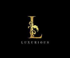 Golden L Luxury Logo Icon, Classic L Letter Logo Design.
