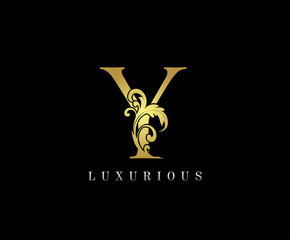 Golden Y Luxury Logo Icon, Classic Y Letter Logo Design.