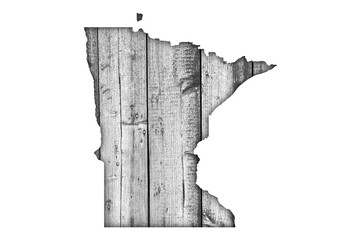 Karte von Minnesota auf verwittertem Holz