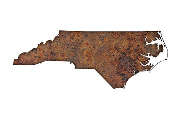 Karte von North Carolina auf rostigem Metall © lantapix