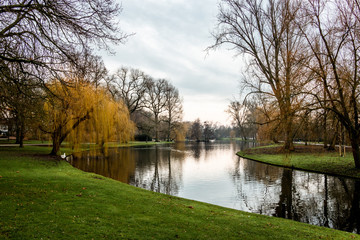View of the city park in the Hanze city Kampen in the Netherlands, province Overijssel