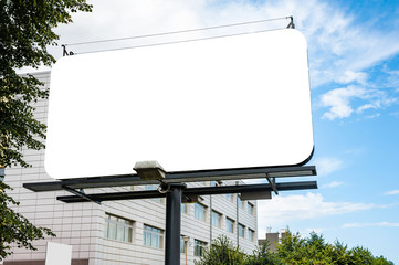 Advertising billboard mockup near the office building
