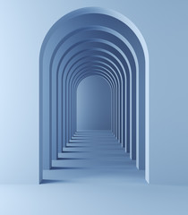 Long tunnel with arches - obrazy, fototapety, plakaty