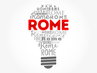 Rome light bulb word cloud, travel concept background