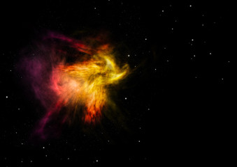Star field in space and a nebulae. 3D rendering