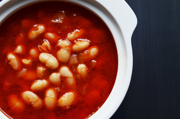 dry beans in porcelain bowls