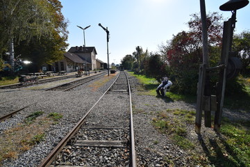 bahn, zug, transport, anreisen, beförderung,  landschaft, station, himmel