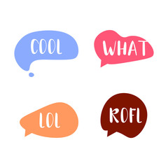 Bubble talk phrases. Online chat clouds with different words