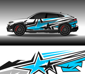 Fototapeta premium Wrap car decal design vector, custom livery race rally car vehicle sticker and tinting.