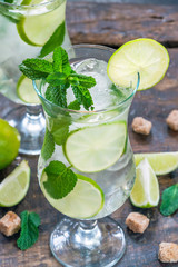 Refreshing mojito cocktail with mint and lime