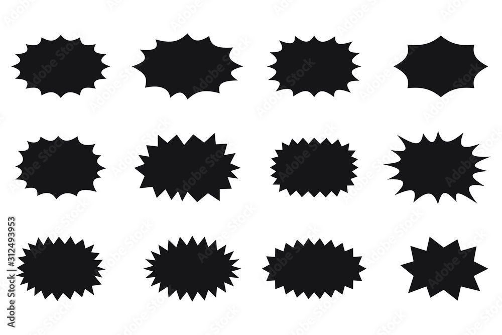 Fototapete splash star icon set in flat style. set of explosion background for a surprising and shocking moment