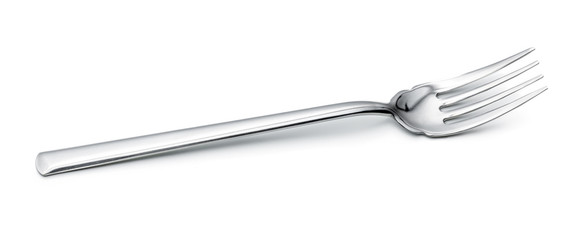 Stainless steel fork isolated on white background