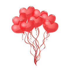 Red balloons in the shape of a heart. Vector graphics.