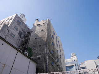 The white building in Japan has roots wrapped around the side of the building to the top.