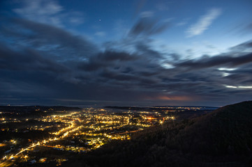 Morning city in the fog