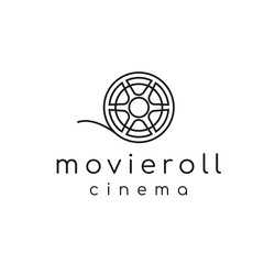 Obraz premium Line art style, negative film reel or roll tapes for movie cinema video logo