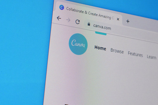 Homepage Of Canva Website On The Display Of PC, Url - Canva.com.