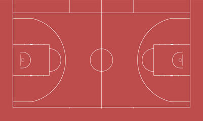 Imitation of a sports basketball court. Top view for easy use in strategy or background.