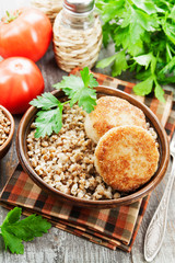 Buckwheat with burgers