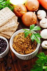 Pate with red beans and champignons