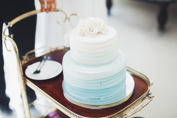 Luxury decorated wedding cake on the table