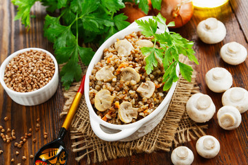 Buckwheat porridge with mushrooms