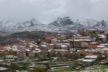 Pit&otilde;es das J&uacute;nias with snow - a small and picturesque village from the North of Portugal