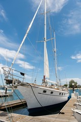 Yacht moored at dock