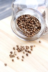 Mustard seeds in jar - studio shot