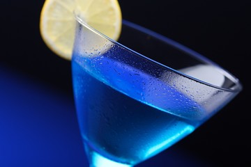 Close up of blue curacao drink