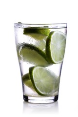 Close-up of drink with lime slices