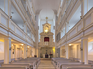 Interior of Jakobskirche (St. James Church) in Weimar, Germany. The first church in this location...