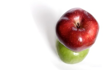 Close up of apples on white background