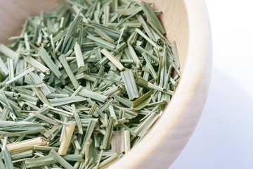 Close up of lemon grass in bowl