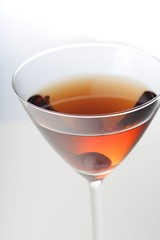 Studio shot of drink in martini glass