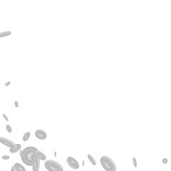 European Union Euro coins falling. Scattered black