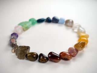Crystals and gemstones - colorful spectrum arranged white background