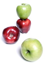 Close up of apples on white background