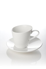 Empty coffee cup on white background