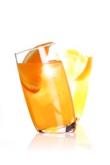 Close up of orange juice in glass