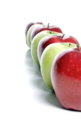 Close up of apples on white background