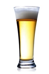 Studio shot of beer on white background