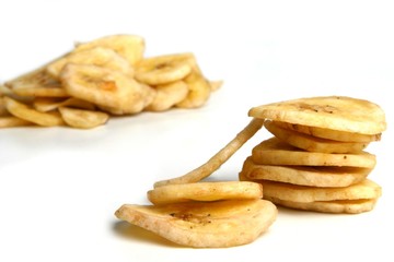 Studio shot of dried bananas