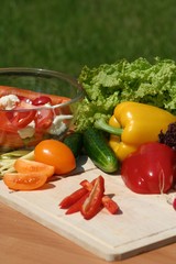 Vegetables on wooden desk - close up